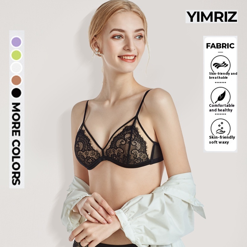 Summer French Sexy Lace Bra Comfortable Breathable Girl Eyelash Thin Women's Underwear