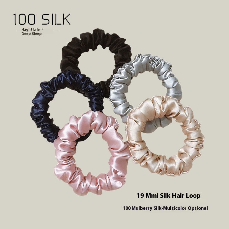 19 Momme Silk Hair Ring Bm Ball Head Large Intestine Hair Ring Product Mulberry Silk Hair Tie Hair Rope Gift