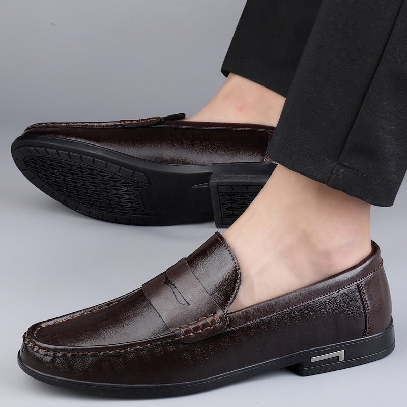 Casual Leather Shoes For Men All-match Styley Simple Toe Shoes For Men Summer Large Size Casual Men's Shoes