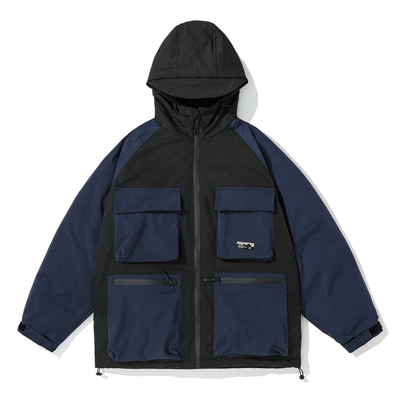 FORN3 Winter Three-Dimensional Pocket Thickened Casual Cotton-padded Jacket Japanese Retro Colorblocking Loose Warm Cotton-padded Jacket Men