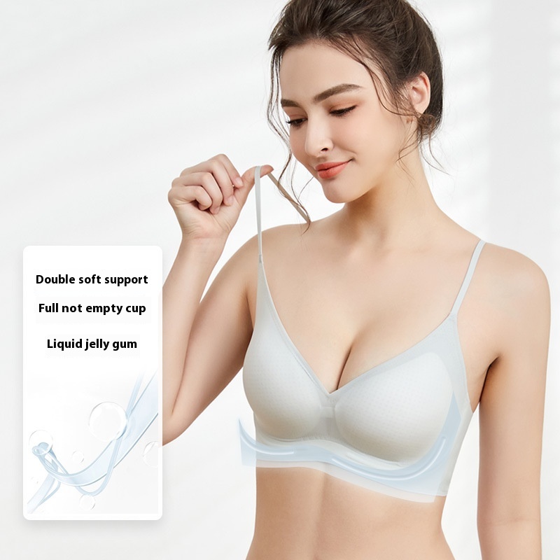 Seamless Size-free Underwear For Women,Thin,Anti-sagging,Fixed Cup,Thin Shoulder Straps,Large Size,Big Chest Sports Beautiful Back Bra