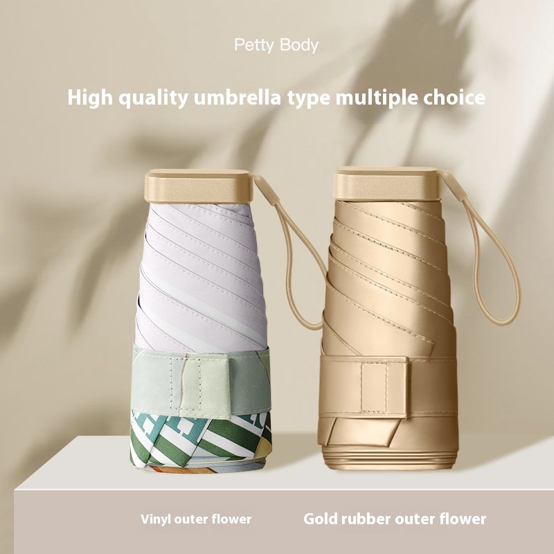 Flat6 Bone60%Off Gold Glue Parasol Sun Protection Sun Umbrella Card Parasol Sunny Rain Dual Use One Piece Dropshipping