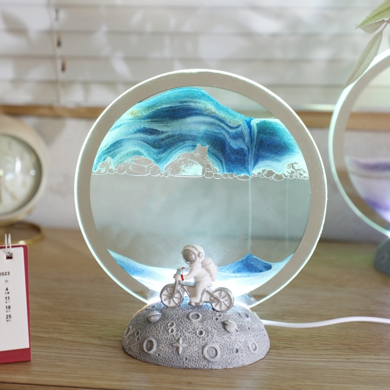 Quicksand Painted Glass Night Light Bedroom Study Desk Table Lamp Decoration Small Gift Housewarming Gift