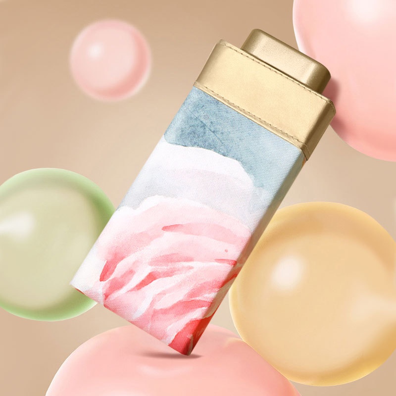 Flat Six-fold Sun Umbrella Titanium Sun Umbrella Small Portable Parasol Female Folding Mini Gold Plastic Card Umbrella