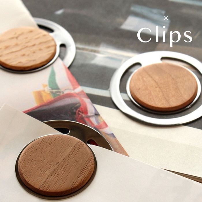 Japanese Minimalist Banknote Clip Solid Wood Bookmark Round High-grade Wooden Metal Not Easy To Deform Multifunctional Ticket Clip Book Clip