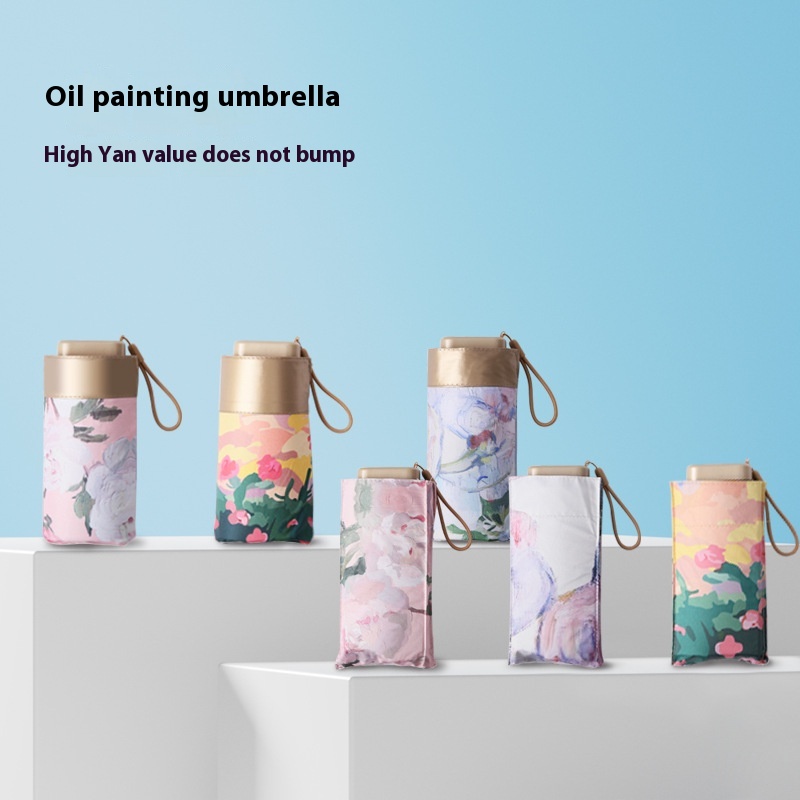 Bag Umbrella Flat60%Off Sun Protection Portable Women's Sunny And Rainy Dual-use Sun Protection Gold Glue Mini Parasol Pocket Sun Umbrella