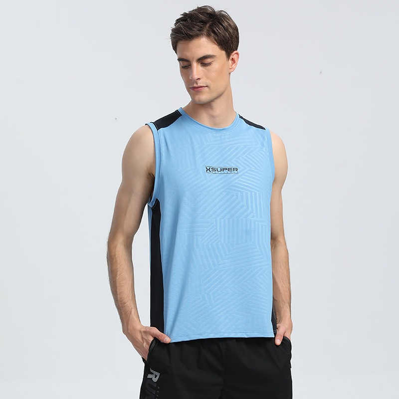 Men's Vest Summery Loose Men's T-shirt Sports Basketball Fitness Running Round Neck Sleeveless T-shirt Men