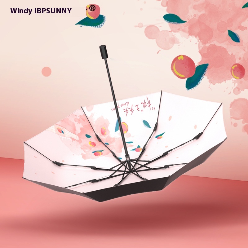Big Brand OEMDouble-layer Umbrella Cloth Sun Umbrella Three-fold Sunscreen Black Plastic Umbrella Sunny And Rainy Dual-use High-end Parasol