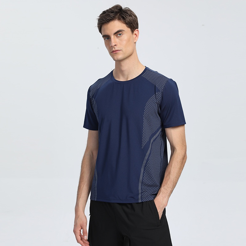 Quick-drying Thin Ice Silk Short-sleeved T-shirt Men's Casual Sports Fitness Round Neck T-shirt Men's Bottoming Shirt Outdoor
