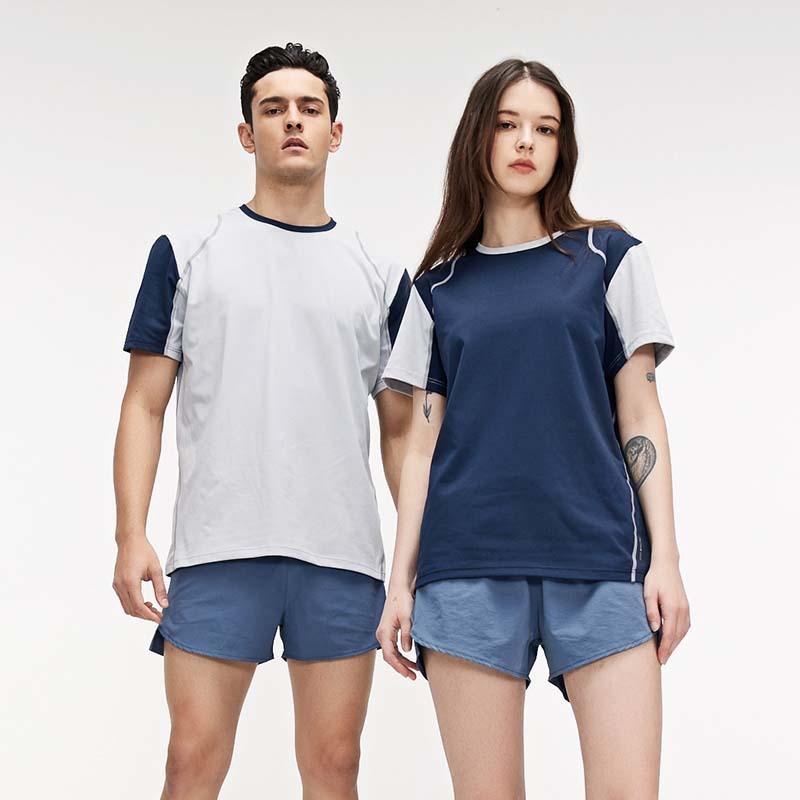 Summer Outdoor Men's And Women's Sports Quick-drying Clothes T-shirts Running Fitness Group Clothes Round Neck Tops Short Sleeves Printed U