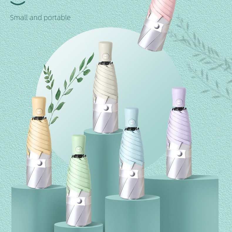 Titanium Silver Glue50%Off Automatic Sun Umbrella Sun Protection Sunshade Small Fresh Sunny And Rainy Dual-use Titanium Glue Folding Umbrella