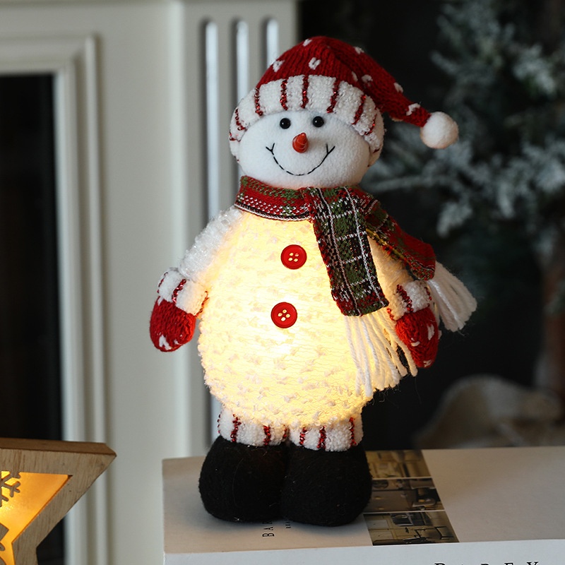 Christmas Decorations Can Glow Santa Claus Snowman Elk Figurine Ornaments Light Standing Doll