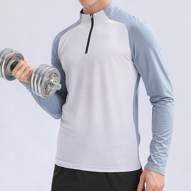Autumn And Winter Men's Outdoor Sports Stand-up Collar Half-zip Top Fitness Running Slim Breathable Long-sleeved Quick-drying Clothes