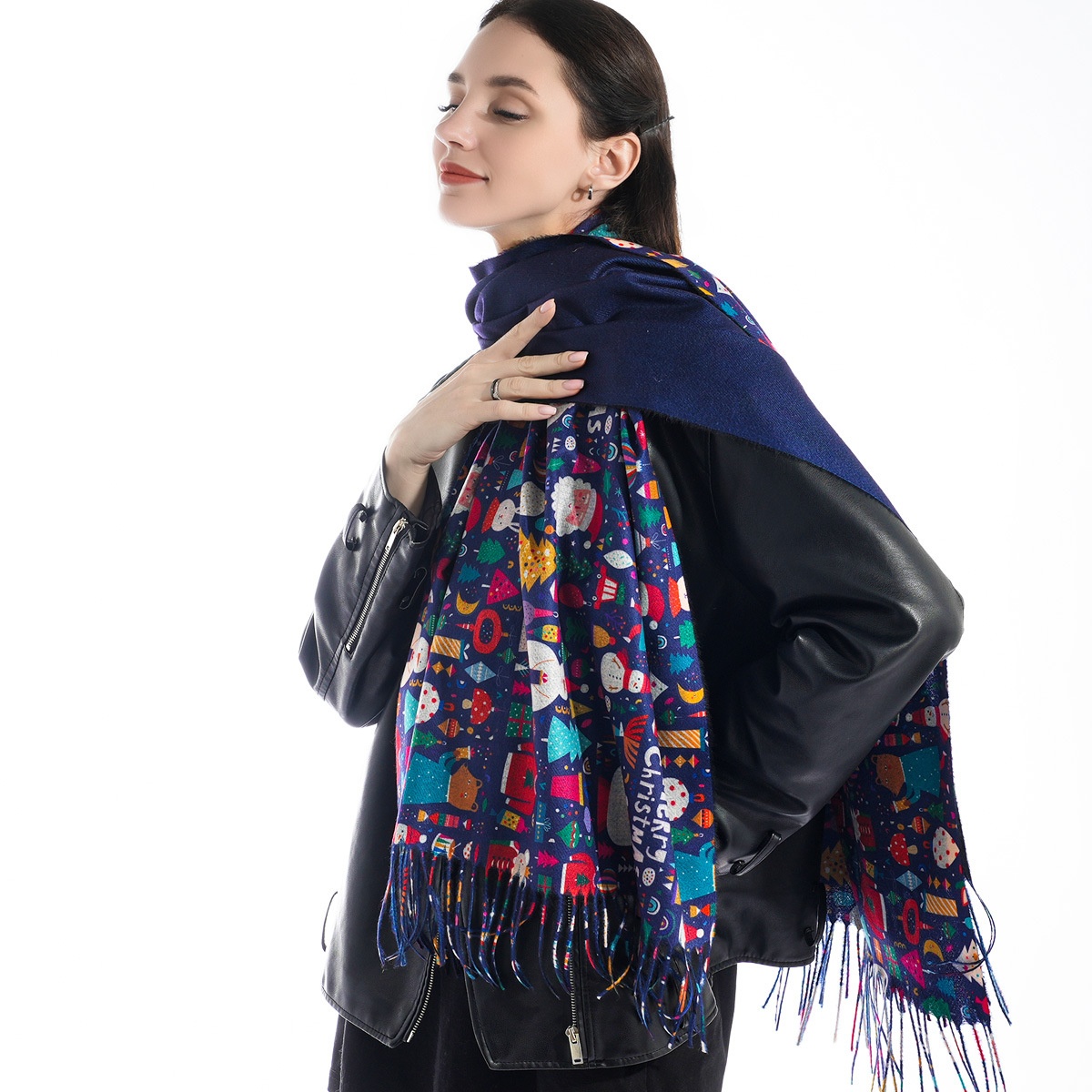 Christmas Snowman Cute Digital Printing Double-sided Scarf