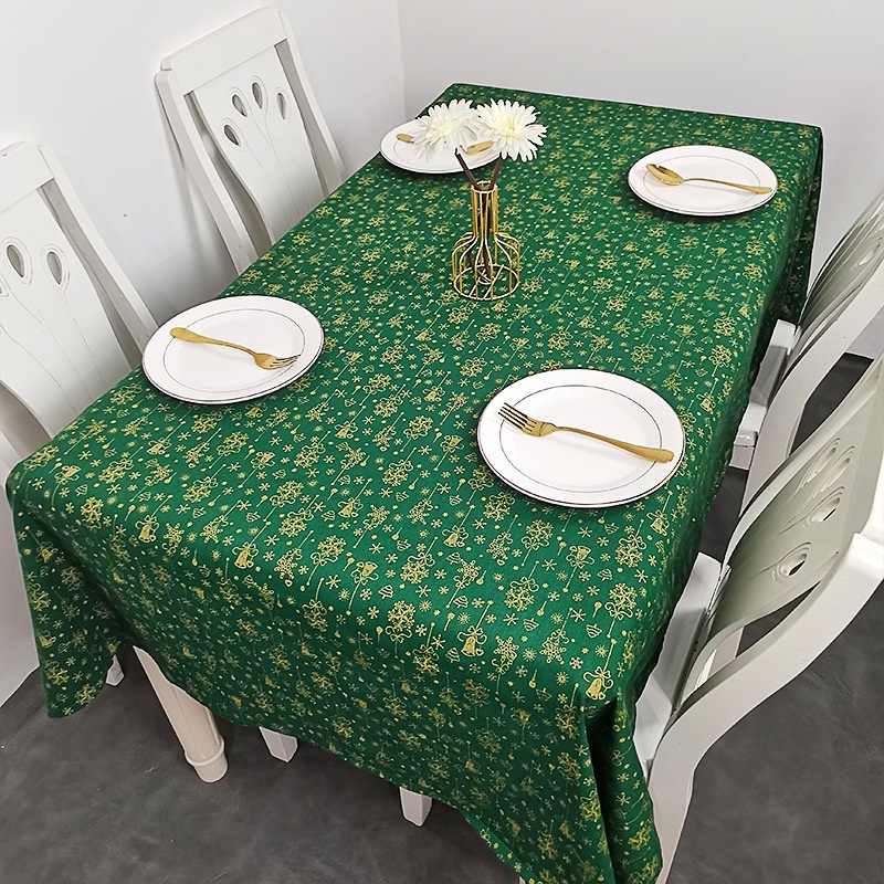 Rectangular Tablecloth Party Cotton And Linen Retro Coffee Table Cloth Christmas Bell Red Green Tablecloth Tablecloth