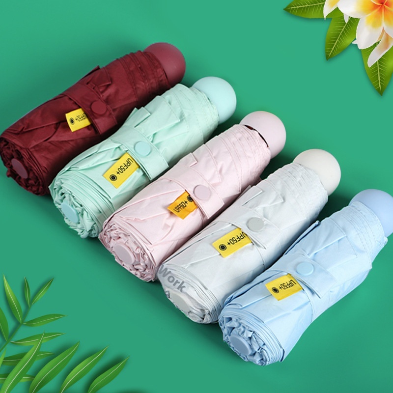 [Big Brand OEM]6 Bone Capsule50%Fold Umbrella Black Glue Sunscreen Sunshade Sunny Umbrella Sun Advertising Umbrella