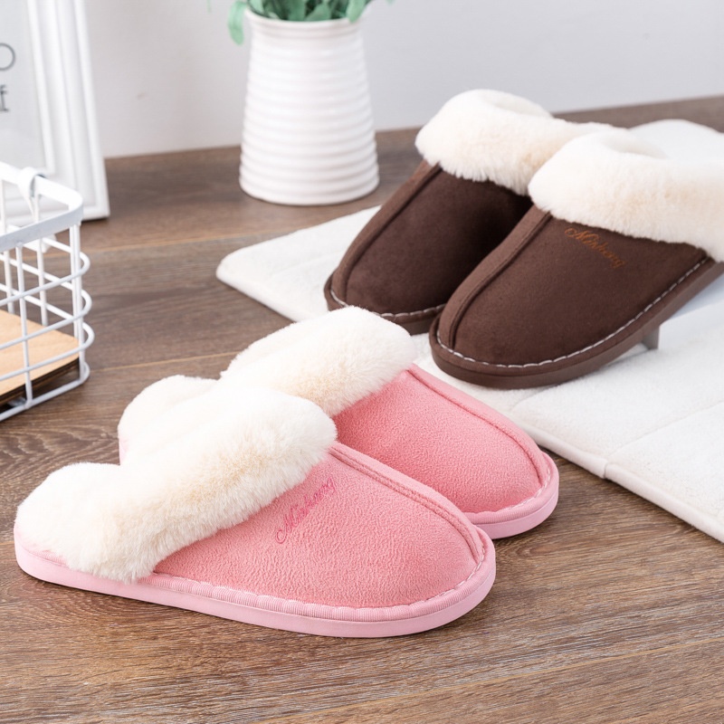 Autumn And Winter Hot Style Plus Velvet Thick Warm Cotton Slippers For Women Home Indoor Household Couple Slippers For Men