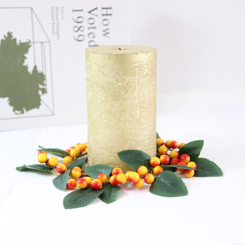 Christmas Decoration Candle Ring Halloween Autumn Harvest Orange Fruit Ring Simulation Berry Christmas Wreath