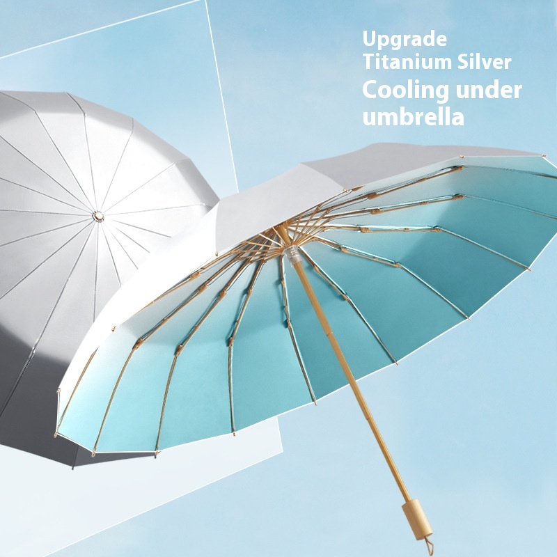 16 Bone Tri-fold Parasol Titanium Silver Sun Umbrella Anti-ultraviolet Fashionable Gradient Sunny And Rainy Dual-purpose Customizable Sun Umbrella