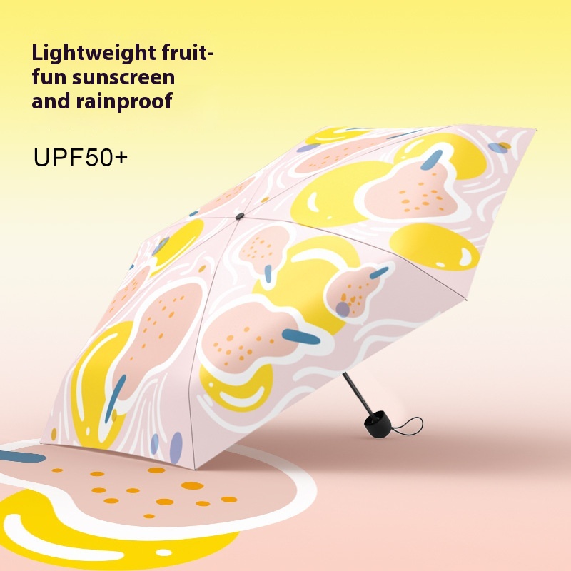 [Big Brand OEM]6 Bone Capsule50%Fold Umbrella Black Glue Sunscreen Sunshade Sunny Umbrella Sun Advertising Umbrella