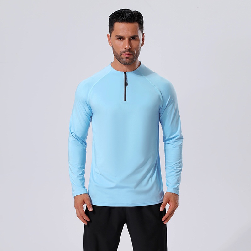 Outdoor Sports Autumn And Winter Lulu Men's Small Collar Half Zipper Running Fitness Long Sleeve Quick-drying Clothes Ready For Printing