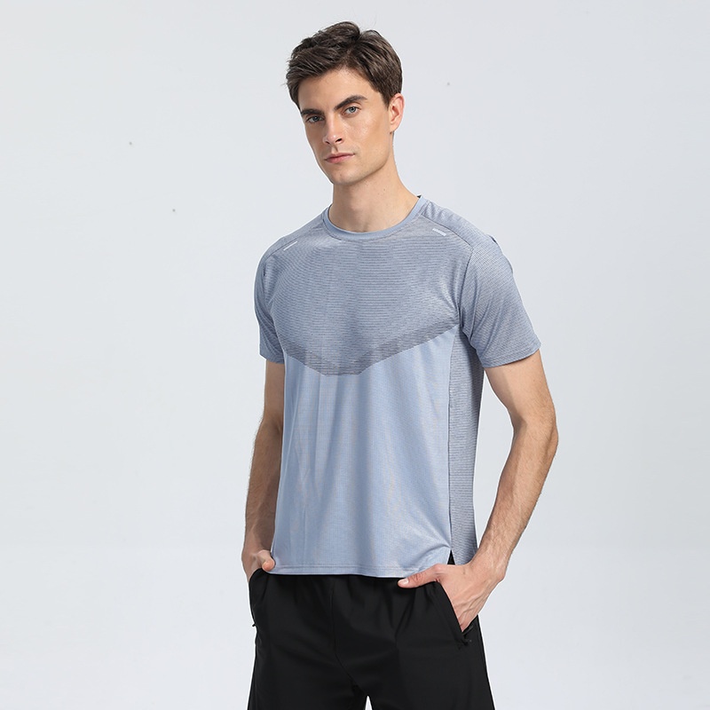 Summer Outdoor Sports Running Quick-drying Short-sleeved Men's Round Neck T-shirt Tops Foreign Trade One Piece Drop Shipping