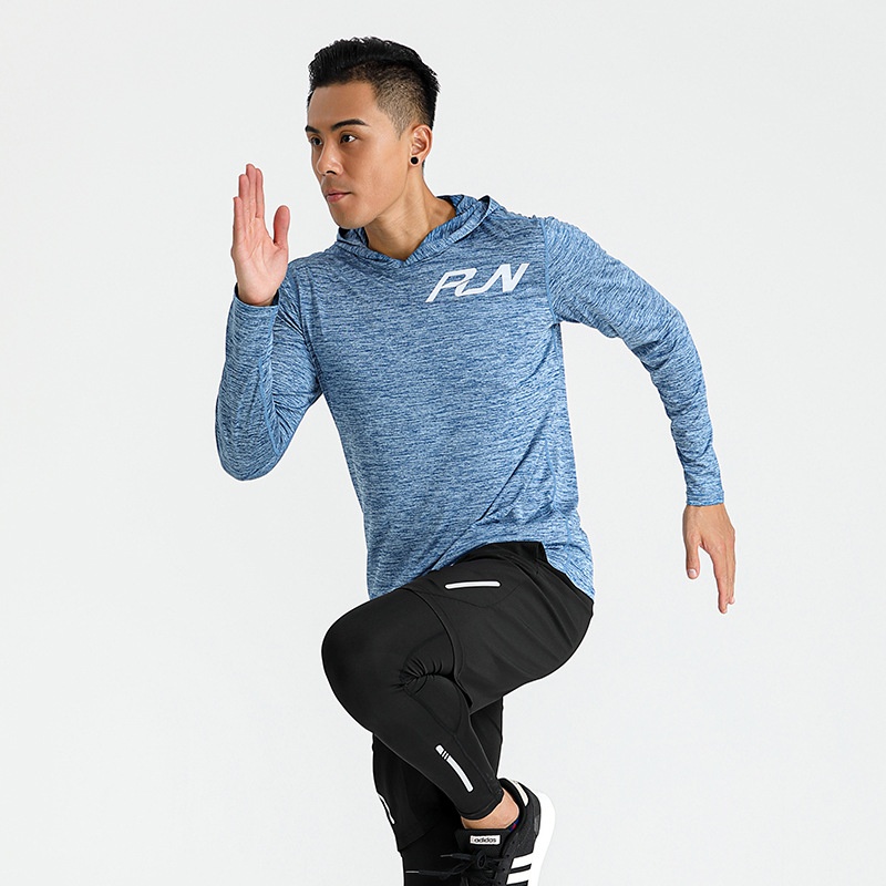 Autumn Men's Quick-drying Long-sleeved T-shirt Sportswear Running Fitness Quick-drying Clothes Loose Hooded Sweatshirt T-shirt
