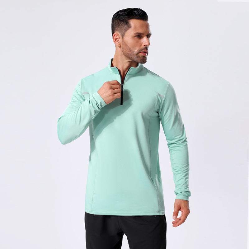 Lulu Autumn And Winter Men's Outdoor Sports Leisure Stand-up Collar Half Zipper Fitness Running Quick-drying Clothes Long Sleeves Printing