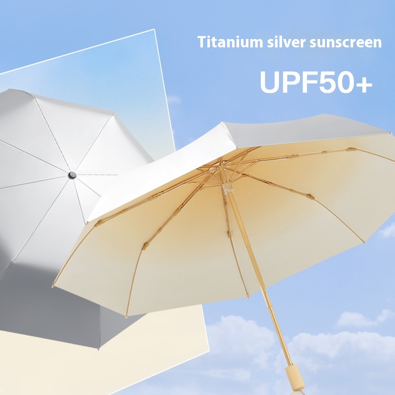 8 Bone Hand-open Titanium Silver Parasol Girls Sun Protection Umbrella Anti-ultraviolet Customizable Sunny And Rainy Umbrella Gradient Color Sun Umbrella