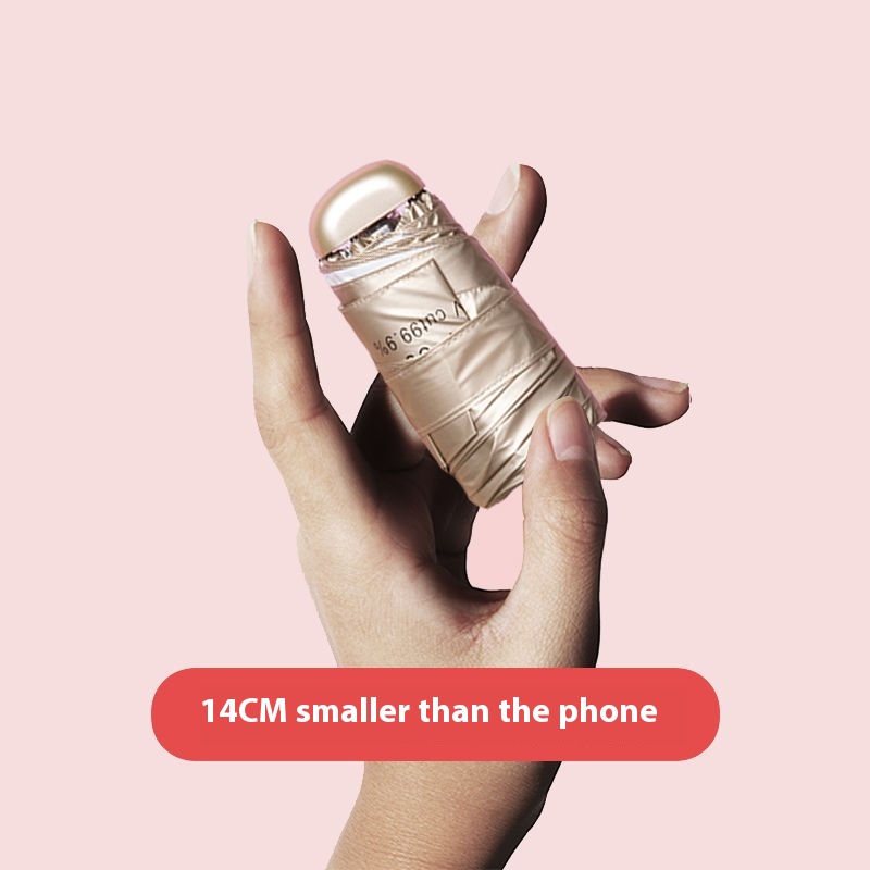 14cm Titanium Silver Sunshade Umbrella Enhanced Anti-ultraviolet Sun Umbrella Female Sunny And Rainy Umbrella Dual-purpose Mini Compact Portable