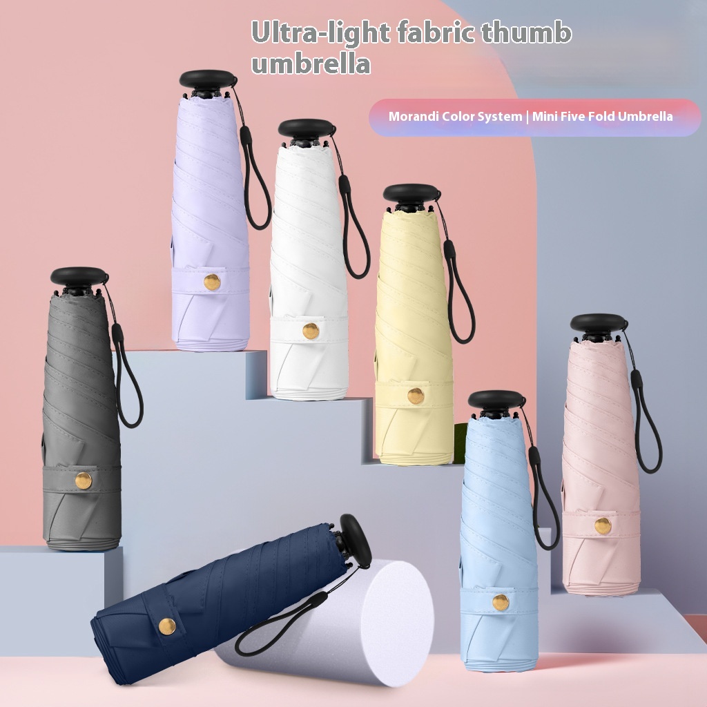 Ultralight Thumb Umbrella Mini50%Off Sunny And Rainy Dual-purpose Umbrella Black Glue Sunshade Sunscreen Anti-ultraviolet Sun Umbrella