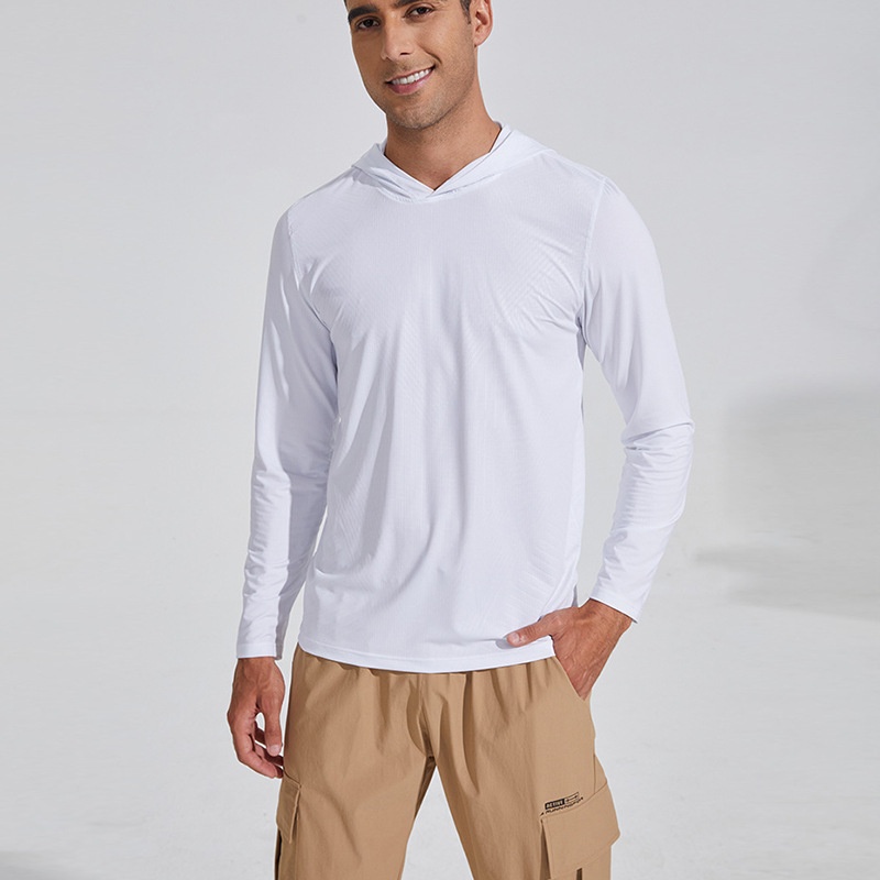 Spring And Autumn Men's Outdoor Running Hooded Long-sleeved Quick-drying Clothes Elastic Breathable Fitness Sports T-shirt Printing Log