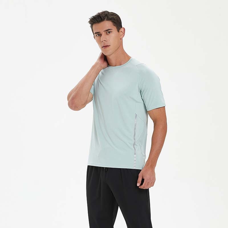 Lulu Summer Men's Outdoor Sports Quick-drying T-shirt Running Fitness Light Breathable Round Neck Top Short Sleeve A
