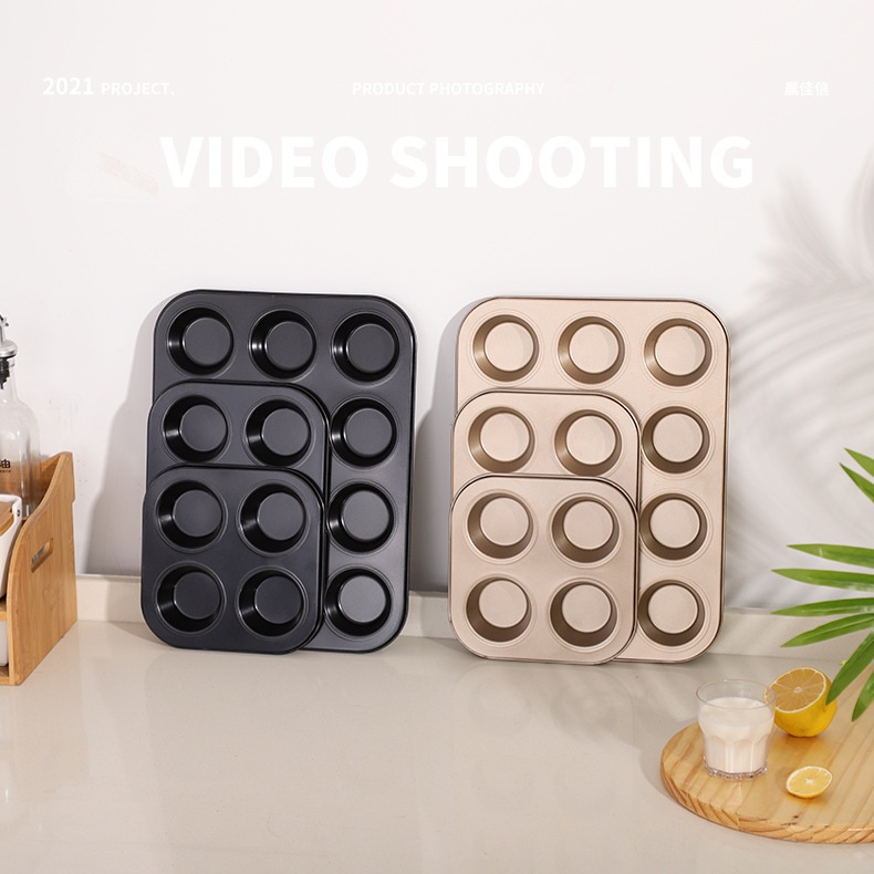 S4/6/12 Hole Round Cake Mold Flat Bottom Muffin Cup Muffin Baking Tray Home Oven Baking Tools