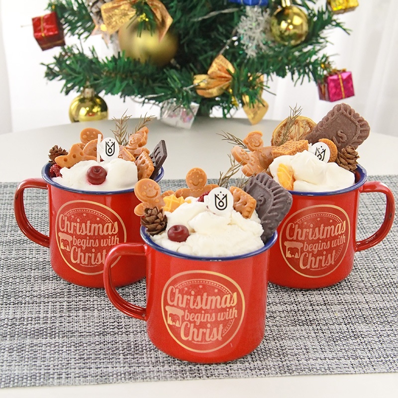 [Ginger Ginger Good]Cute Atmosphere Christmas Gingerbread Man Cream Cake Cup Aromatherapy Candle Gift Home Ornaments