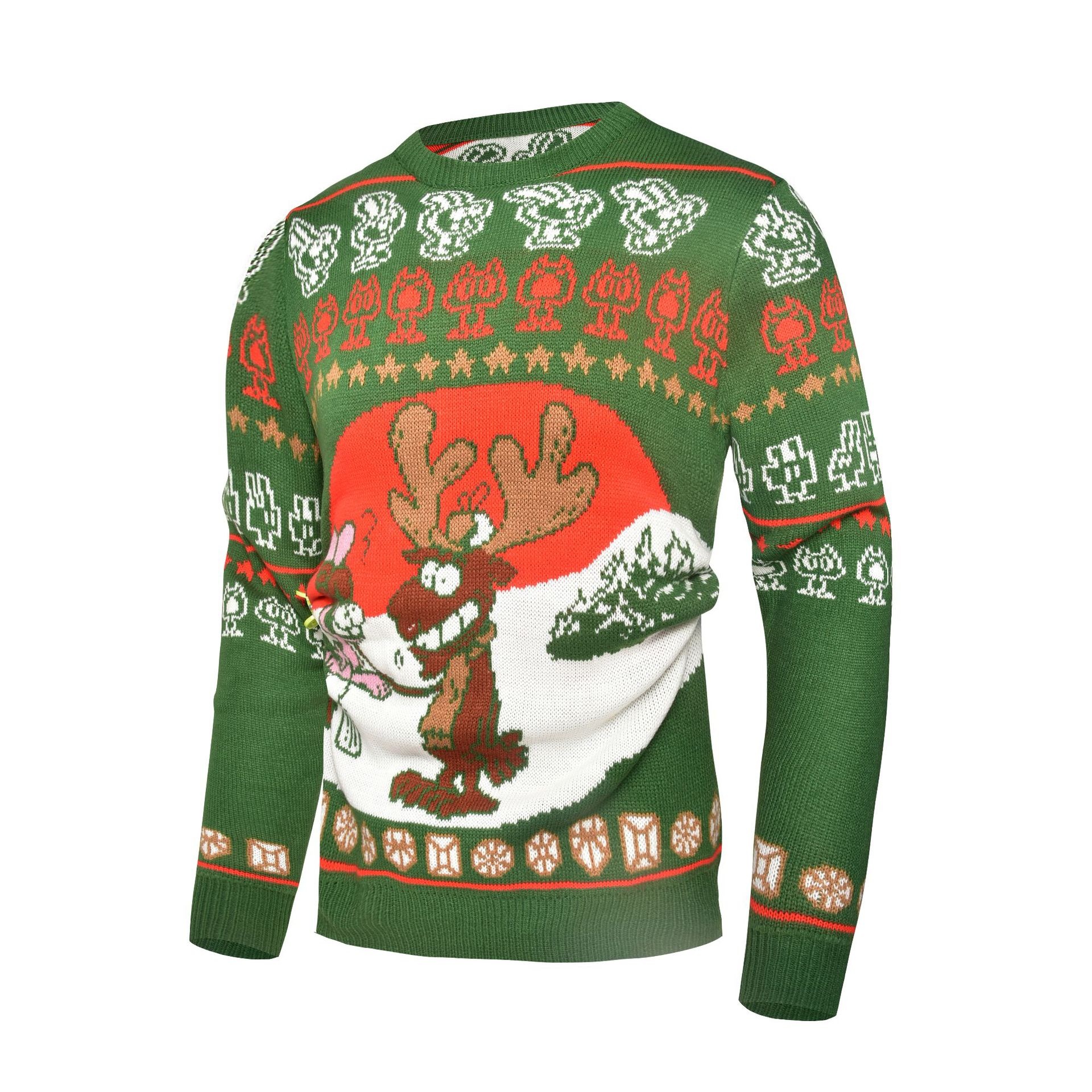 Jacquard Knitted Christmas Adult Round Neck Sweater Couple Wear