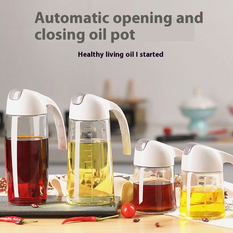 Gravity Automatic Opening And Closing Oil Pot Large Capacity Household Oil Bottle Multi-purpose Kitchen Seasoning Bottle Soy Sauce Vinegar Bottle