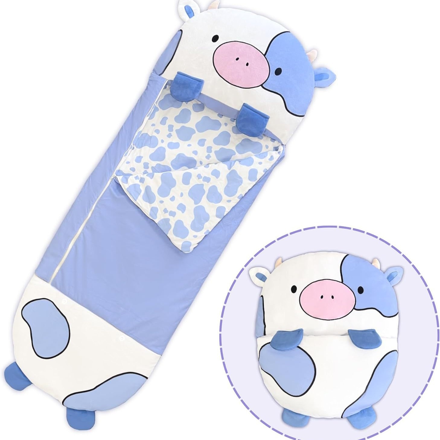 Cow Children's Sleeping Bag Plush Cotton Baby Cartoon Printing Warm Anti-kicking Quilt Kindergarten