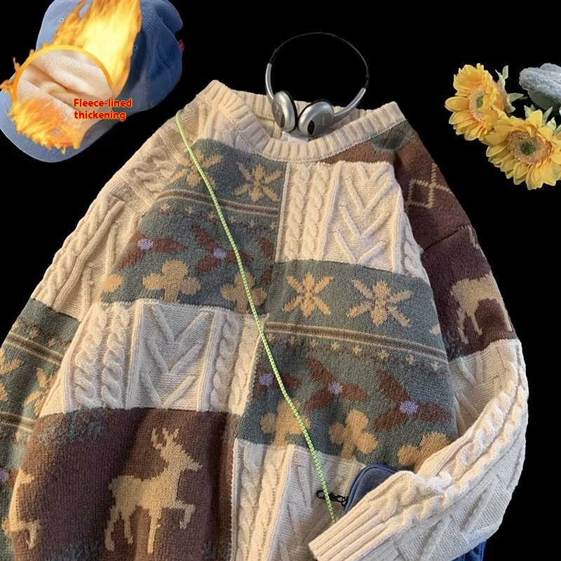 Thickened Sweater Jacket:Vintage Japanese-Style Knitwear For Christmas