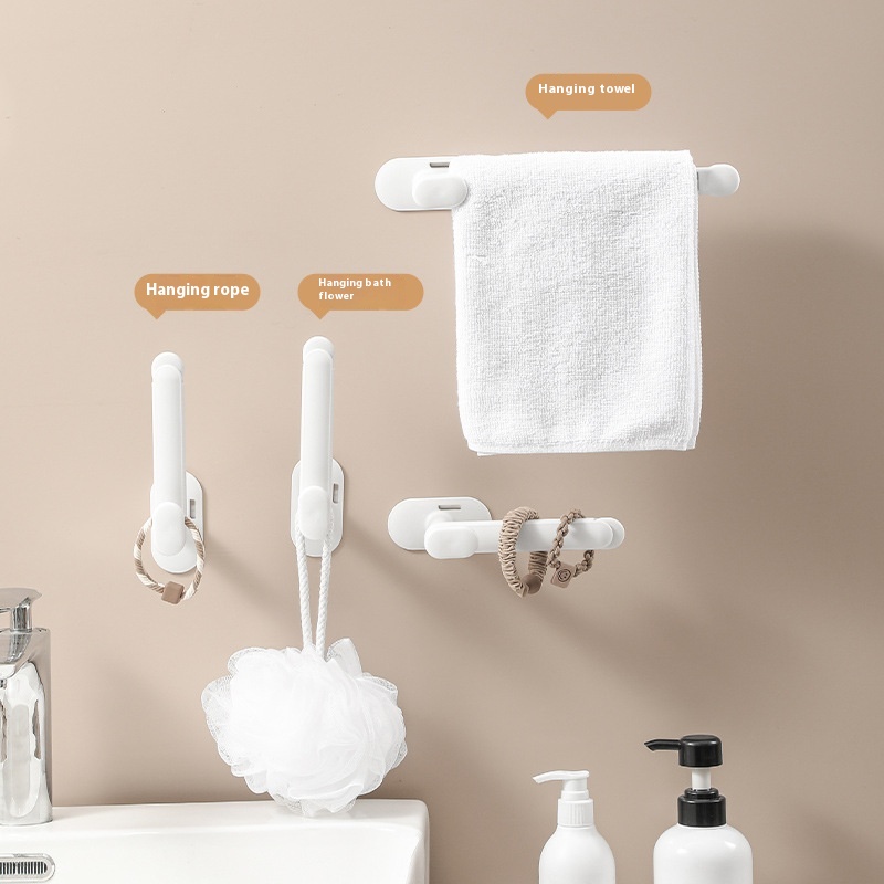 Retractable L-shaped Hook Strong Adhesive Punch-free Student Dormitory Bathroom Wall Hanging Long Strip Traceless Hook