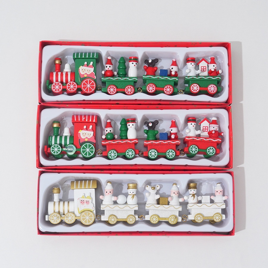 Christmas Train Christmas Decoration Gift Kindergarten Children Wooden Toy Gift Window Decoration