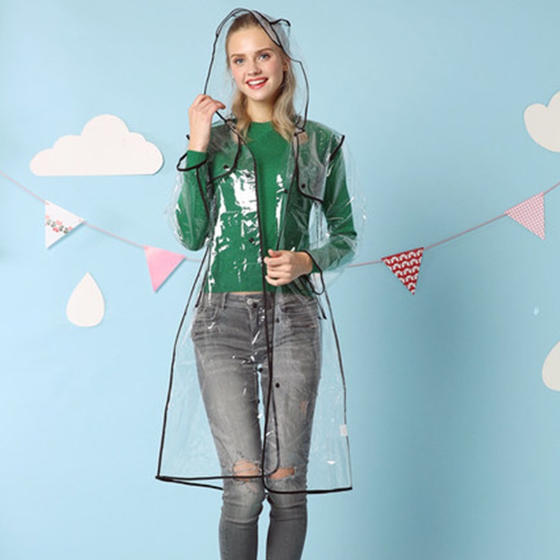Foreign Trade Raincoats Eva Transparent Long Raincoat Outdoor Men's And Women's Fashion Hemming Raincoat