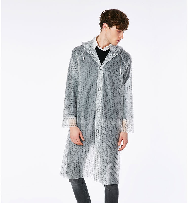 EVAAdult Raincoat Adult Can Be Cut Male And Female Students Fashion Printing Korean Transparent Raincoat