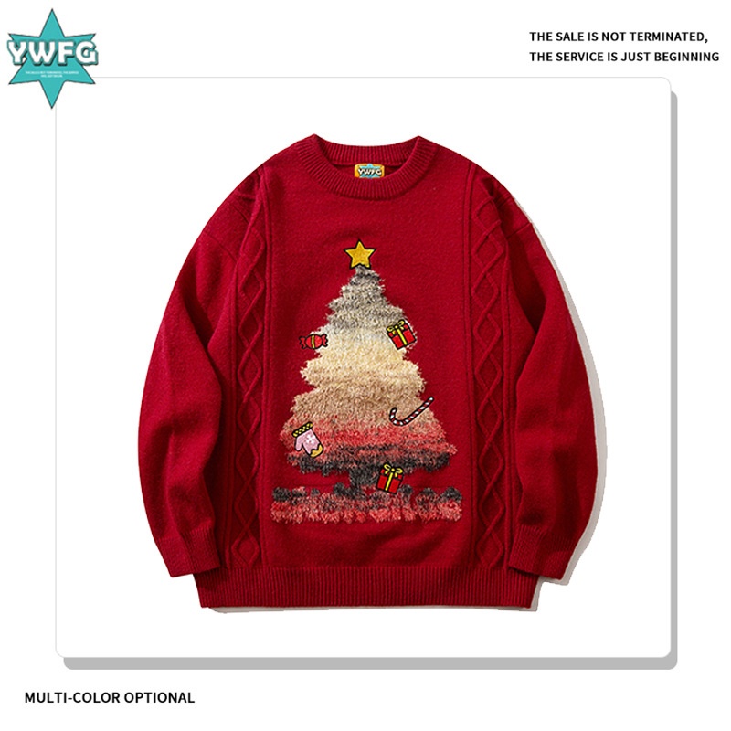 Christmas Tree-Themed Knit Sweater:Unisex Loose-Fit Design For Couples