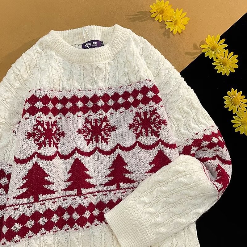 Christmas Sweater:Loose-Fit Japanese-Style Cable Knit Cardigan For Couples