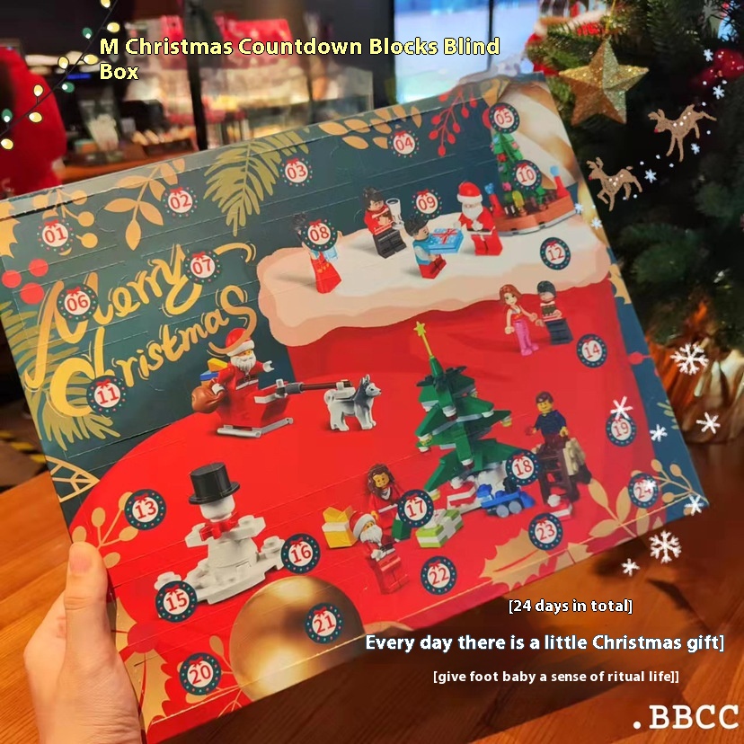 Qi Play Explosions24 Days Countdown Christmas Blind Box Gift Compatible With Lego Small Particle Building Block Assembled Toys