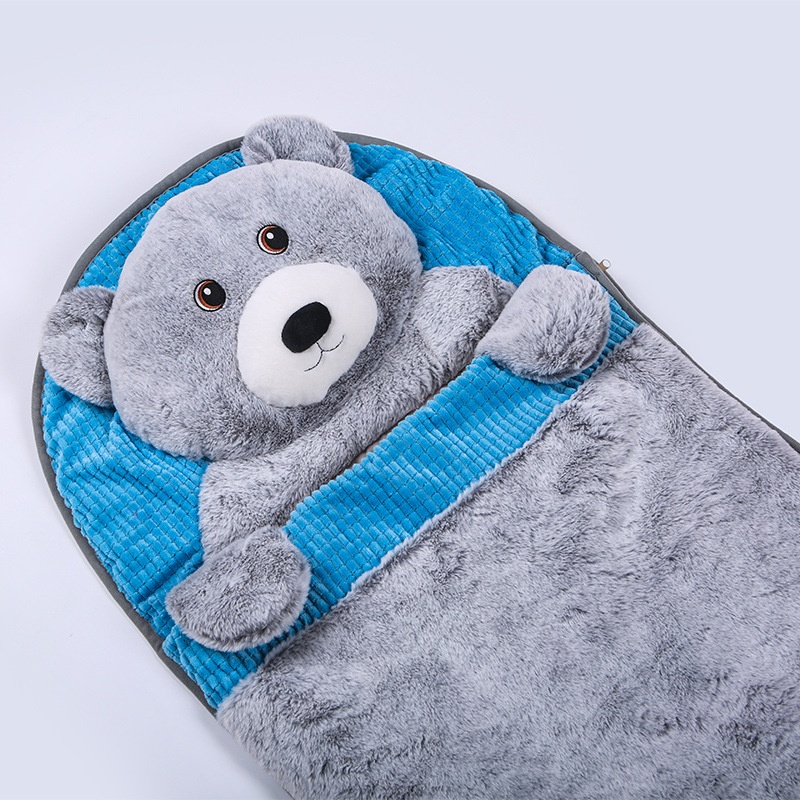 Children's Sleeping Bag Polar Bear Cartoon Flannel Warm Thickened Nap Kick-proof Zipper