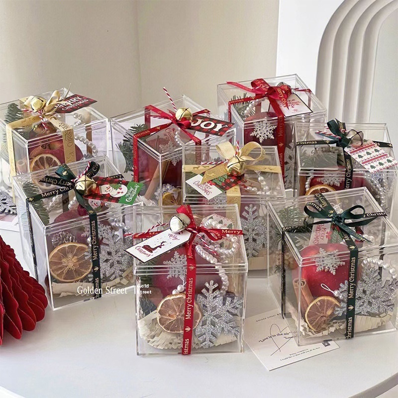 Acrylic Christmas Apple Box Christmas Eve Christmas Fruit Packaging Box Portable Gift Box Gift Bag Decorations