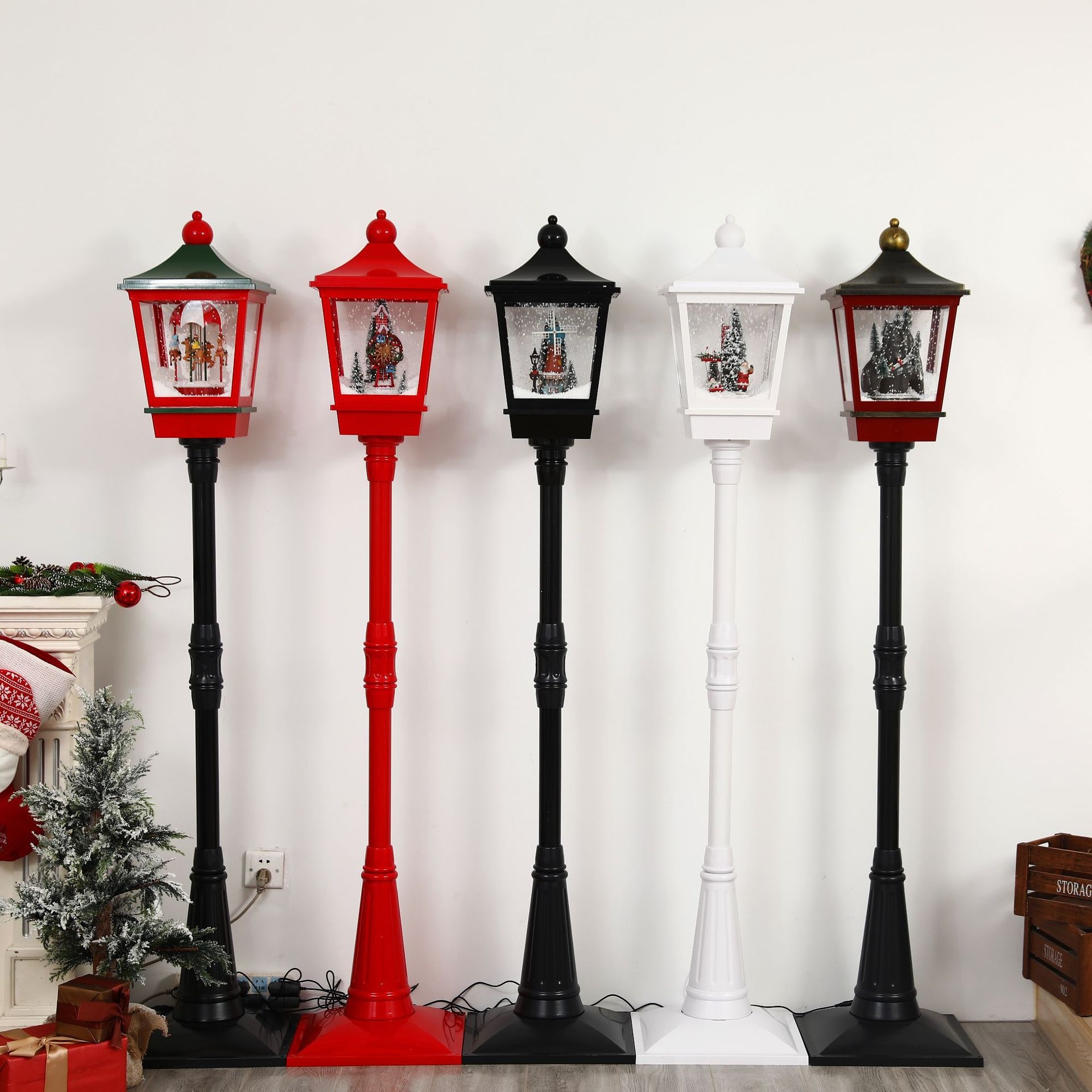 Christmas Snow Street Light Dynamic Interior Music Snow Light Year Decoration Holiday Large Scene Props Decoration