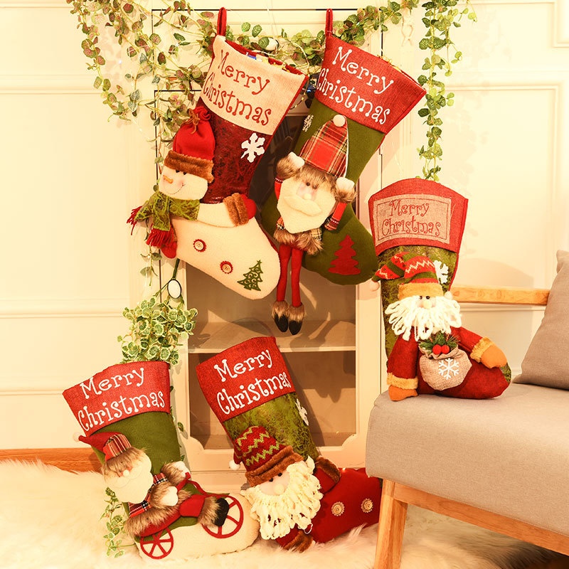 Christmas Decorations Gifts Old Man Snowman Christmas Socks Large Christmas Socks Gift Bags Candy Bags